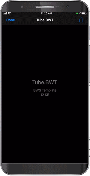 Animált gif, amely formázott címkék létrehozását mutatja kémcsőcímke-sablon használatával az alkalmazásban.