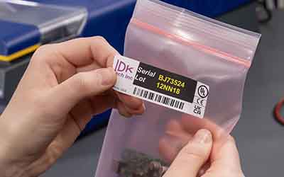 Egy termékre felhelyezett, vonalkóddal ellátott címke.