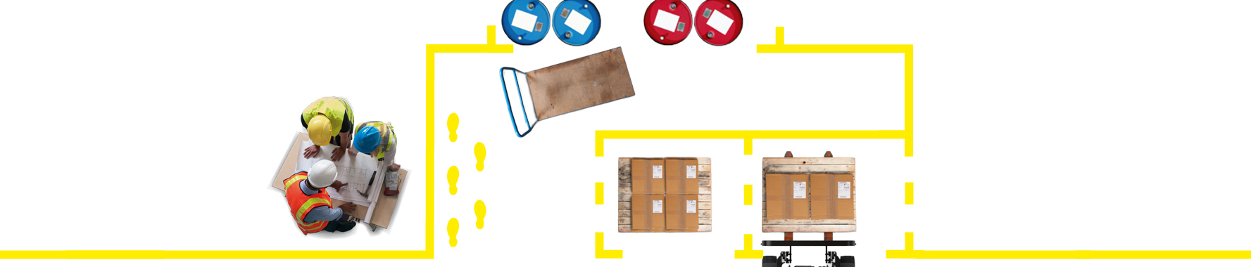 A ToughStripe padlószalag termékcsalád termékei. Több szín és minta közül lehet választani.